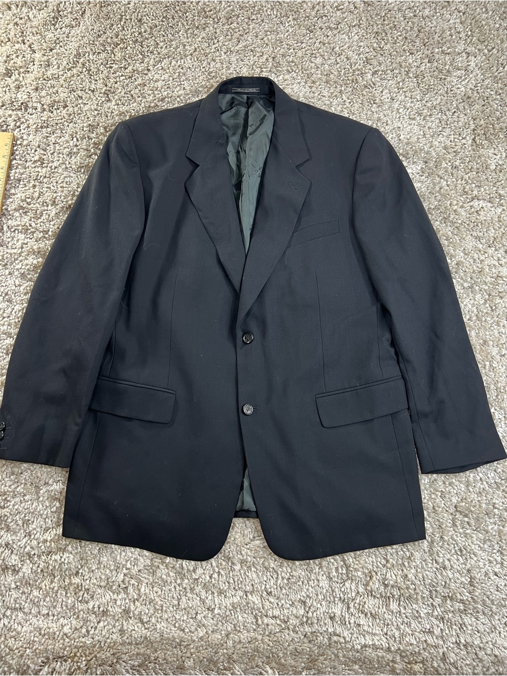 Nino Danieli Italian Wool Men's Single-Breasted Black Two-Button Blazer 46L